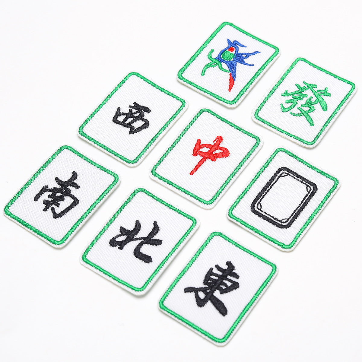 Wholesale Mahjong Embroidered Patches 8 Self Adhesive Twill Fabric Appliques For Clothing Bags Shoes Hats Boutique Resale Accessory