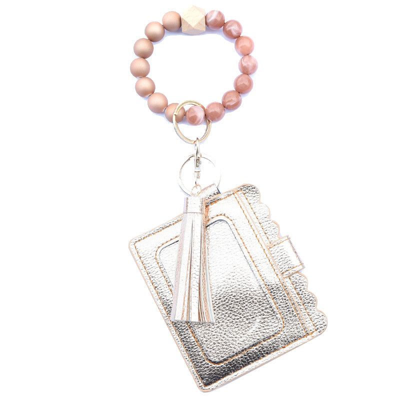 Wholesale Colorful Beads PU Leopard Snake Print Coin Purse Keychain