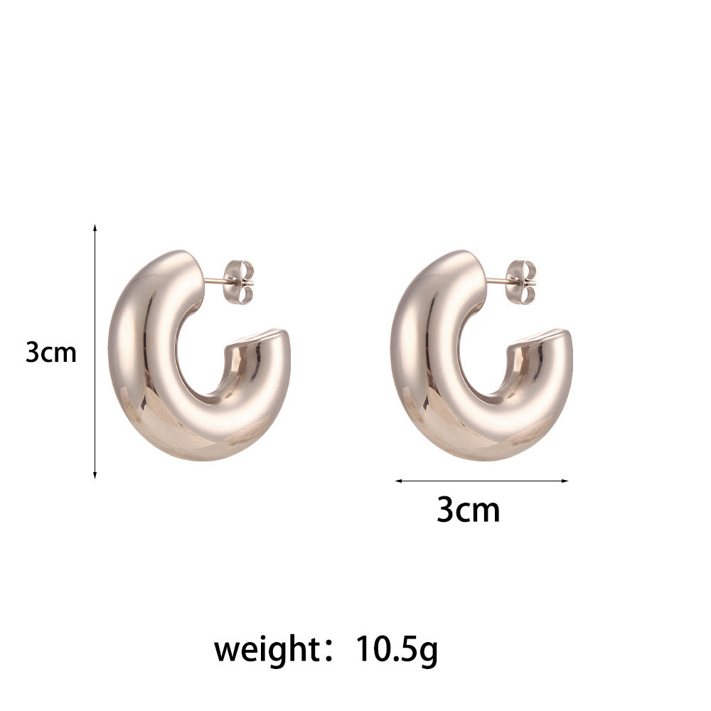 Wholesale Titanium Steel Stainless Steel Plated 18K Solid Glossy Earrings