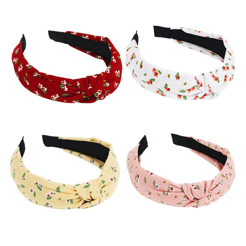 Wholesale Small Flower Fabric Woven Wide Edge Hair Bands