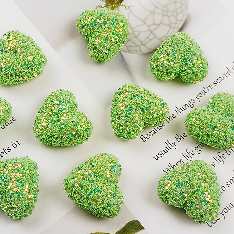 Wholesale Sequined heart-shaped straight hole Acrylic Beads