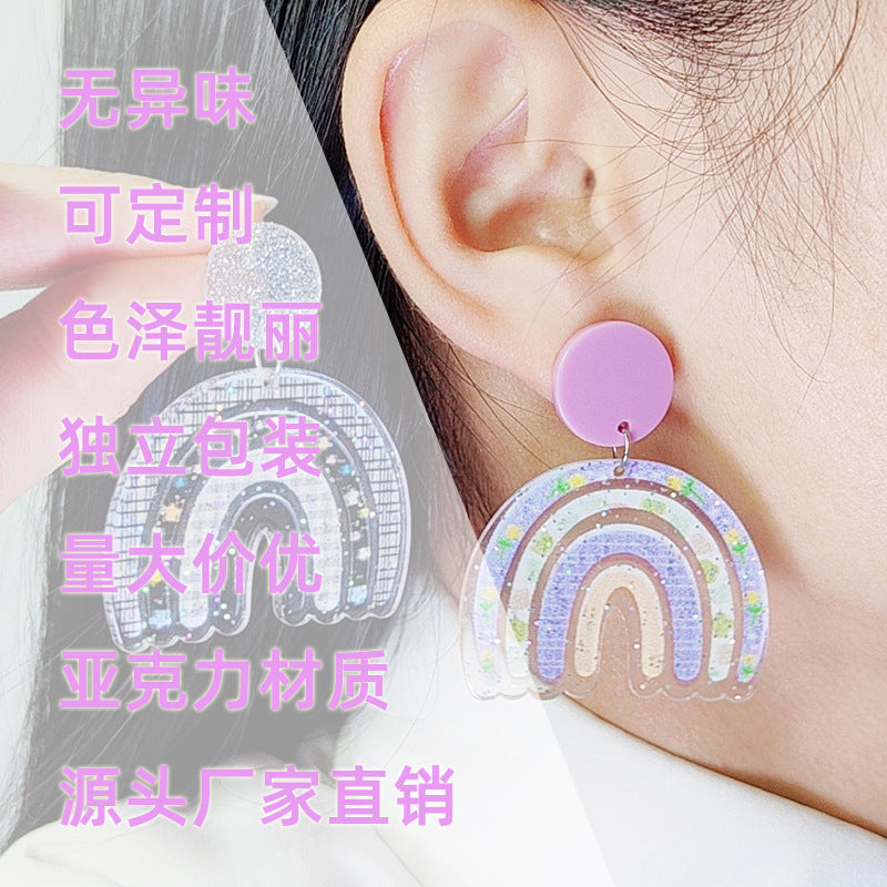 Wholesale Rainbow Fragmented Acrylic Earrings