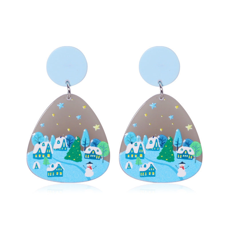 Wholesale Acrylic Christmas Earrings Festive Snowflake Snowman Wreath Design Trendy Jewelry Accessory Gift