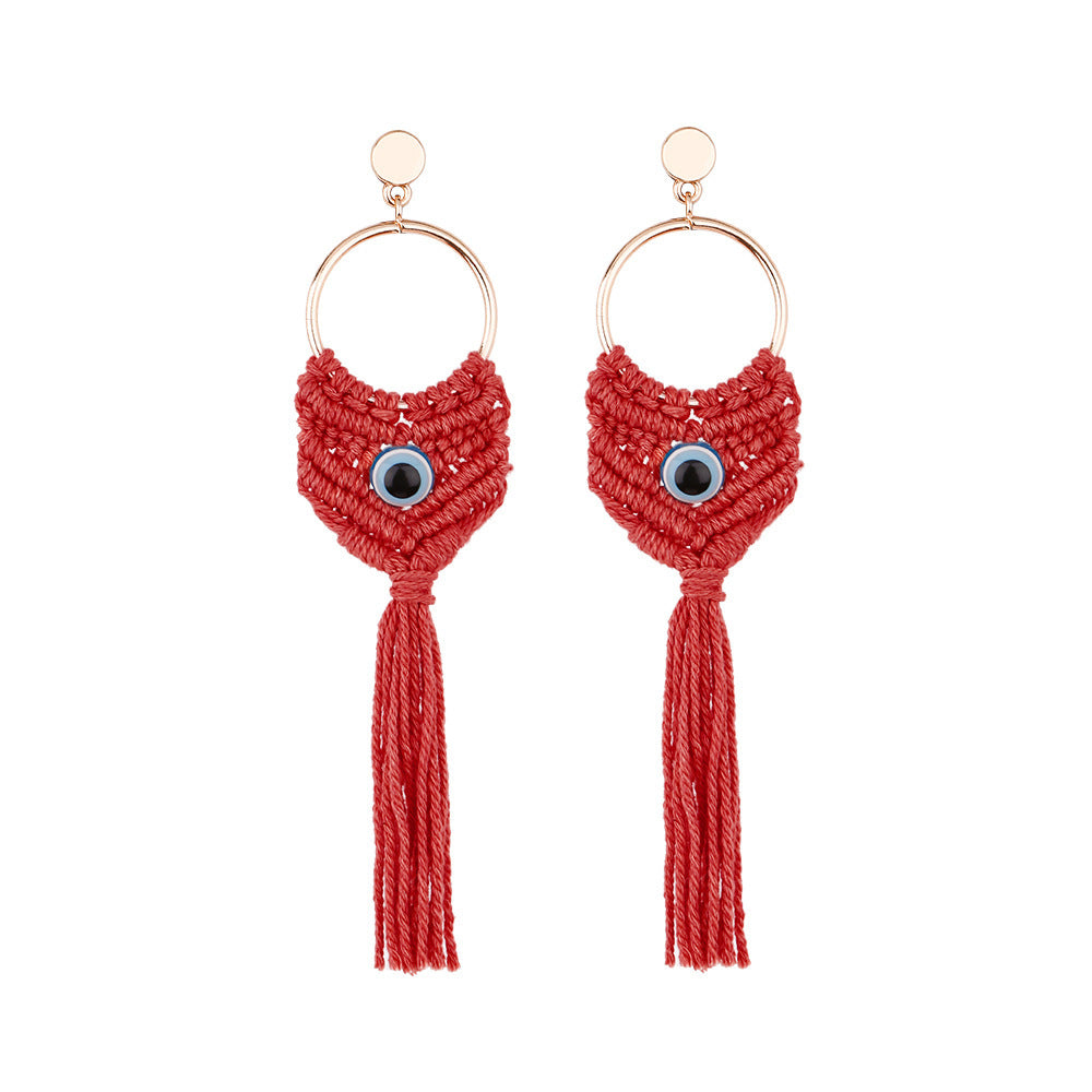 Wholesale Ethnic Tassels Bohemian Style Large Circle Handmade Earrings