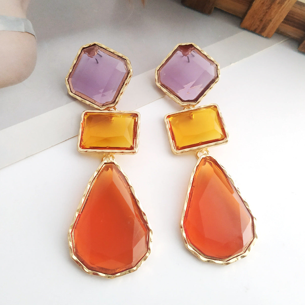 Wholesale Irregular Geometric Transparent Resin Earrings