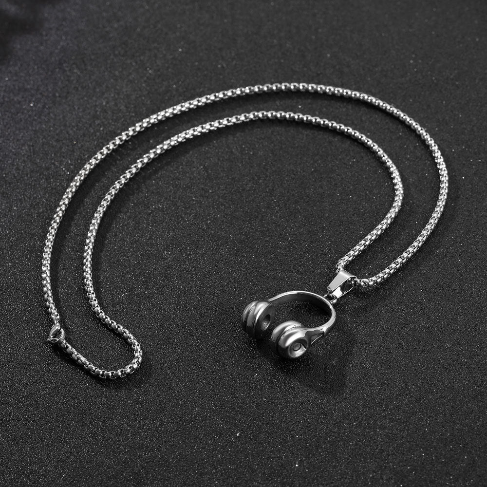 Wholesale Fashionable and simple music earphones titanium steel necklace