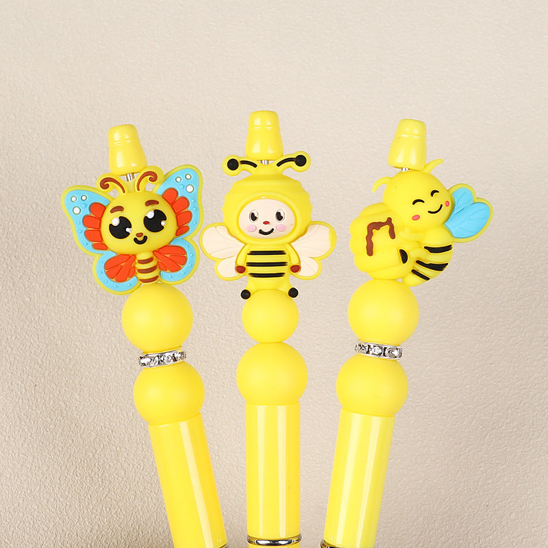 Wholesale 20pcs/pack 3D cartoon bee silicone bead jewelry
