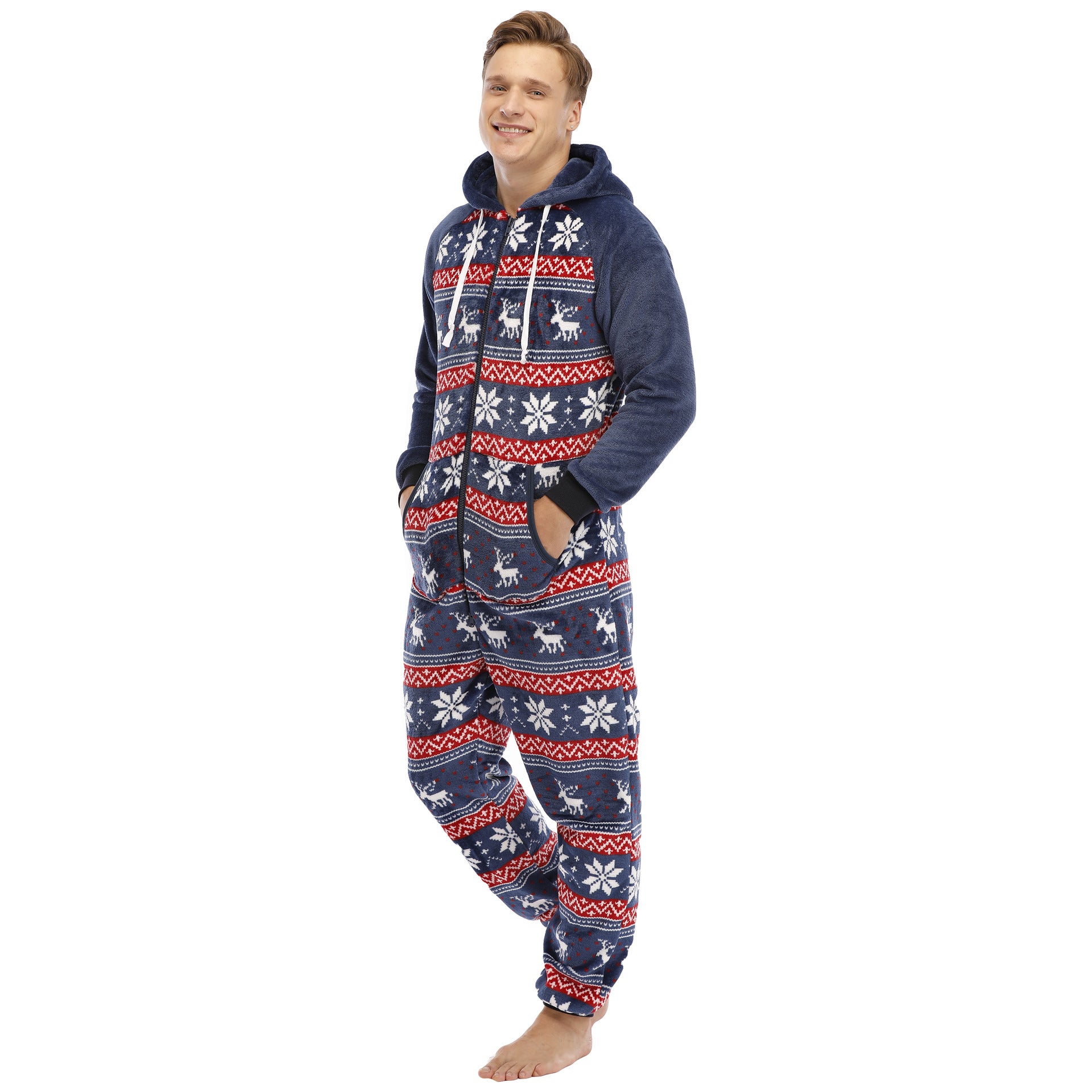 Wholesale Men's Flannel Christmas Halloween Jumpsuit Pajamas Lounge Wear