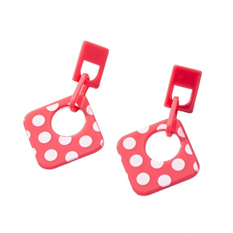 Wholesale Pink polka dots Acrylic Earrings