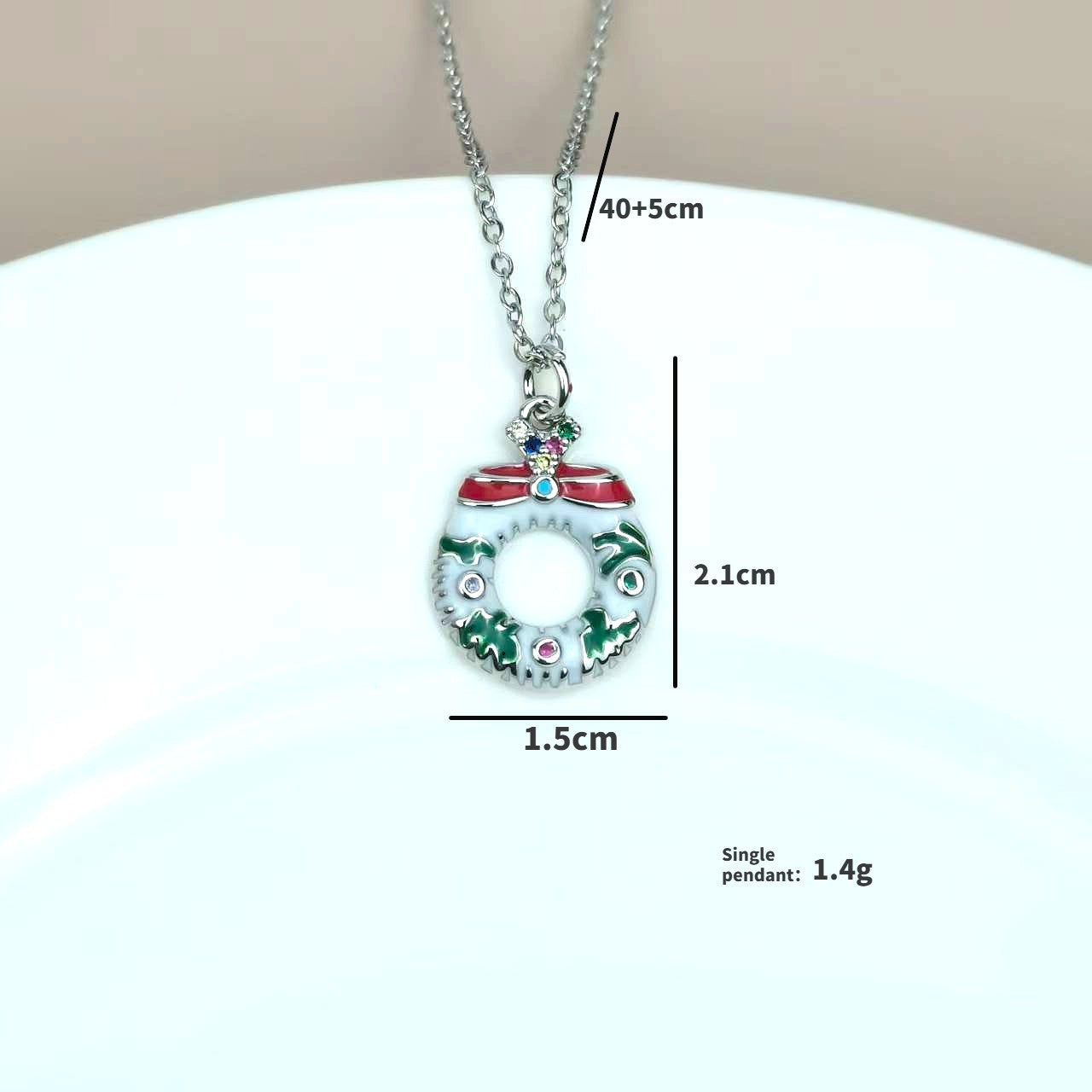 Wholesale Christmas Snowflake Deer Necklace Christmas Wreath Candy Diamond Pendant Necklace