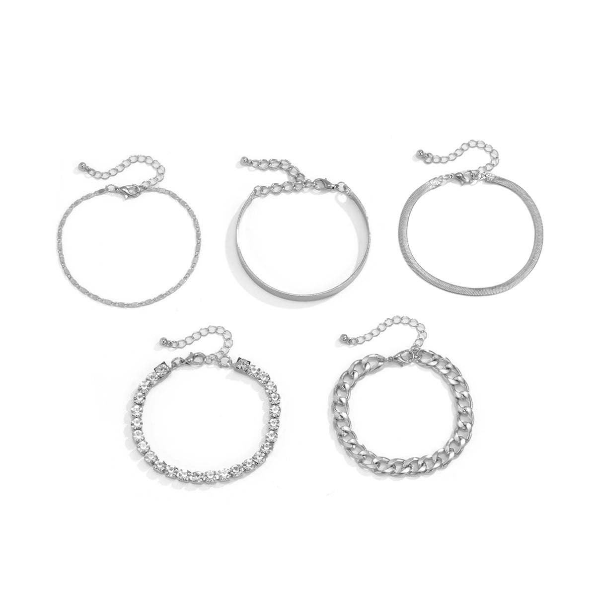 Wholesale Vintage Snake Bone Chain Diamond Bracelet Set