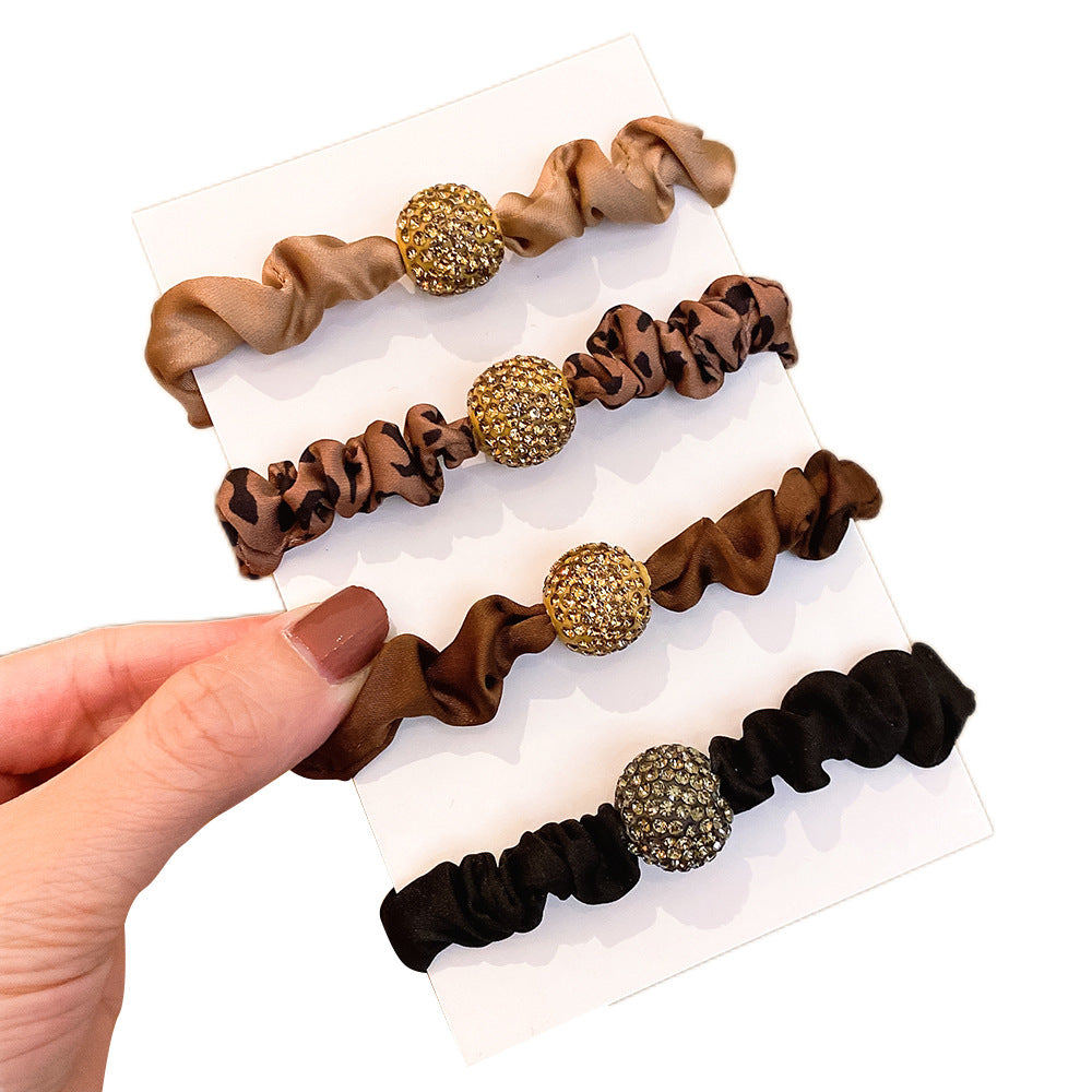 Wholesale Leopard Print Rhinestone Headband Hair Tie