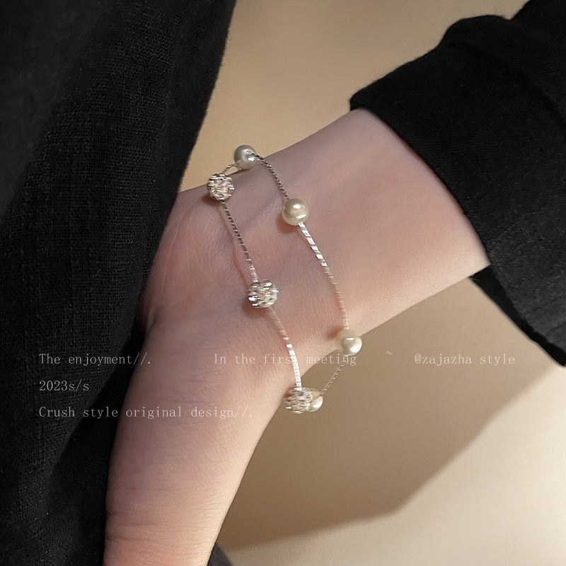 Wholesale Gypsophila Double Layer Pearl Bracelet
