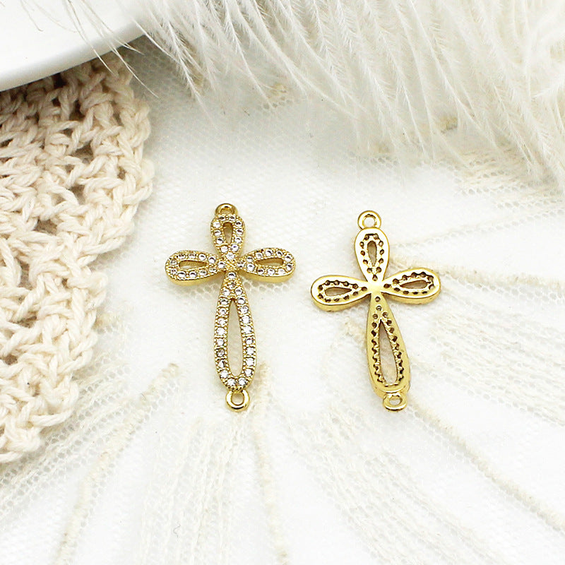 Wholesale Copper Inlaid Zircon Cross DIY Jewelry Accessories