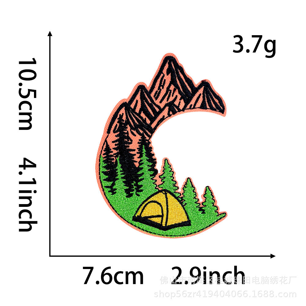 Wholesale Trendy Polyester Embroidered Patches Iron On Heat Transfer Applique For Outdoor Hiking Clothing DIY Accessory