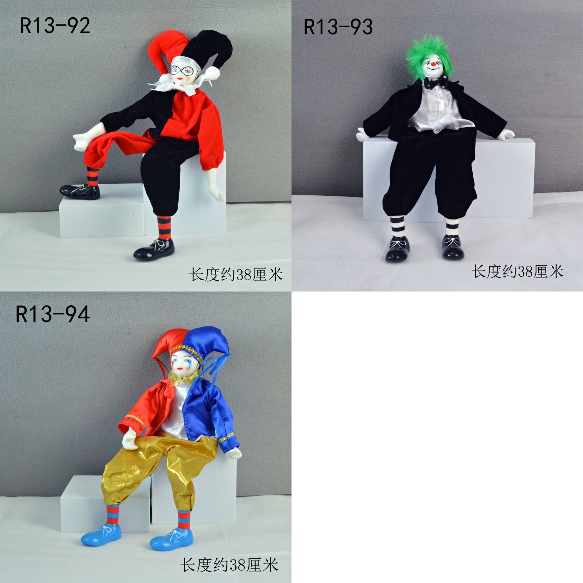 Wholesale 20pcs Ceramic Pendulum Circus Clown Ornament Doll Accessories