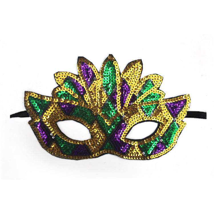 Wholesale Carnival Sequins Three Color Gold Purple Green Mask Makeup Party Eye Mask