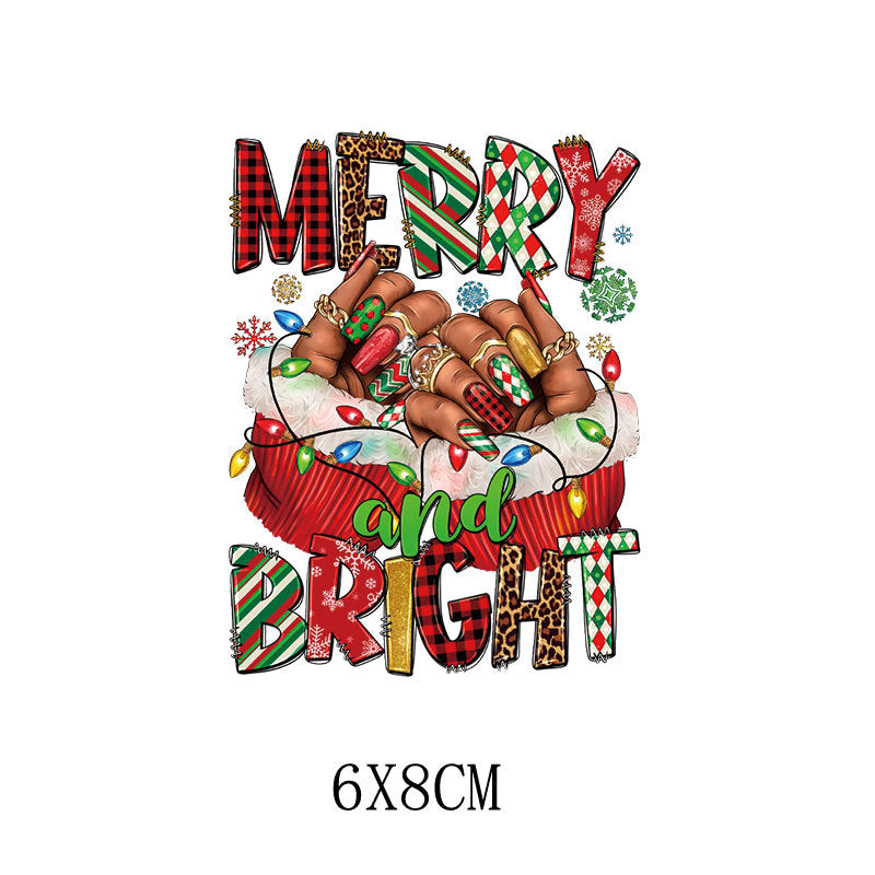 Wholesale Green cartoon Christmas heat transfer pattern   UV DTF Ready to Press Transfers Wraps