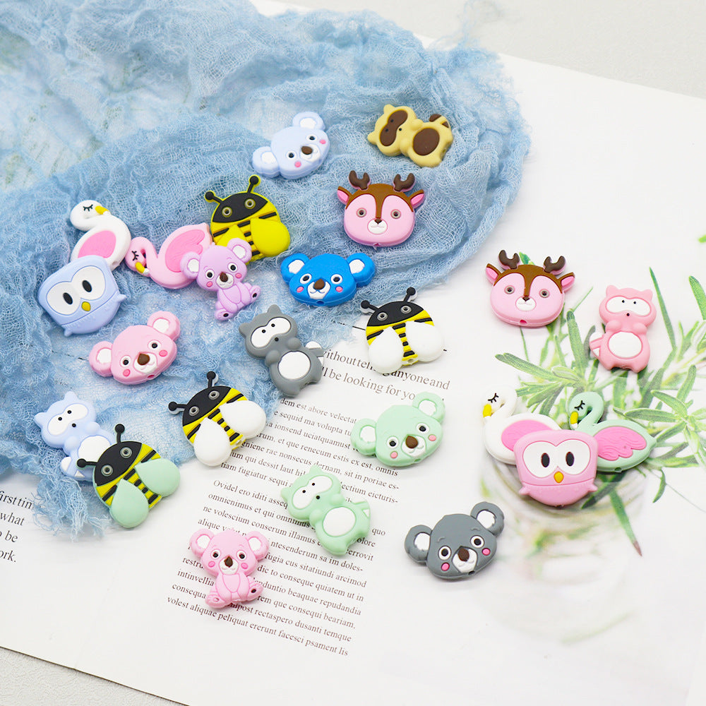 Animales de dibujos animales de 100 piezas al por mayor cuentas de silicona molar