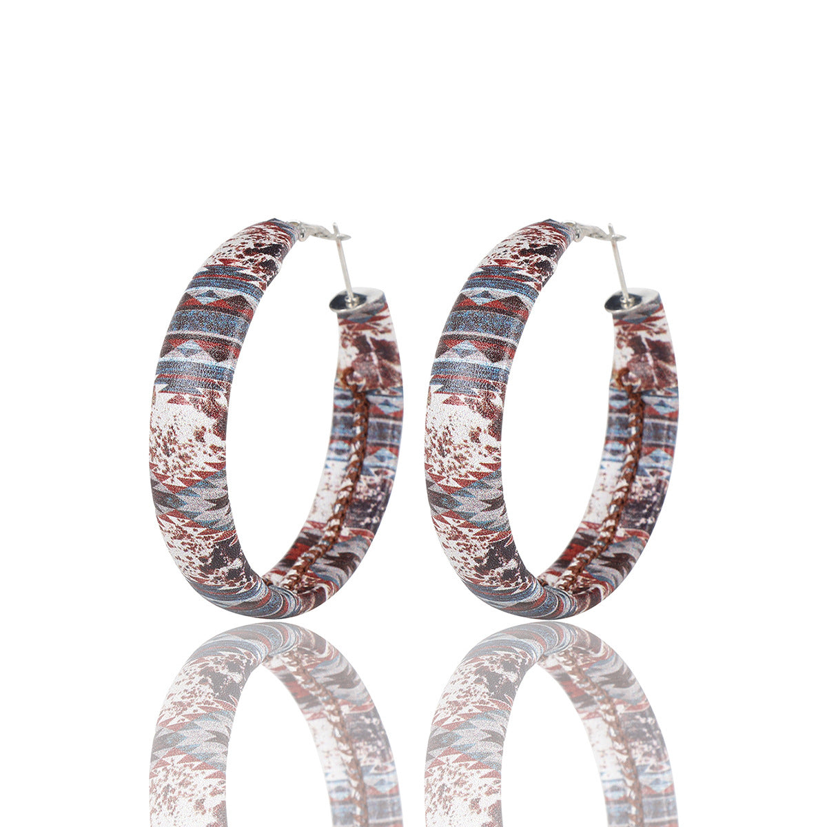 Pendientes de cuero de copo de nieve de leopardo a cuadros