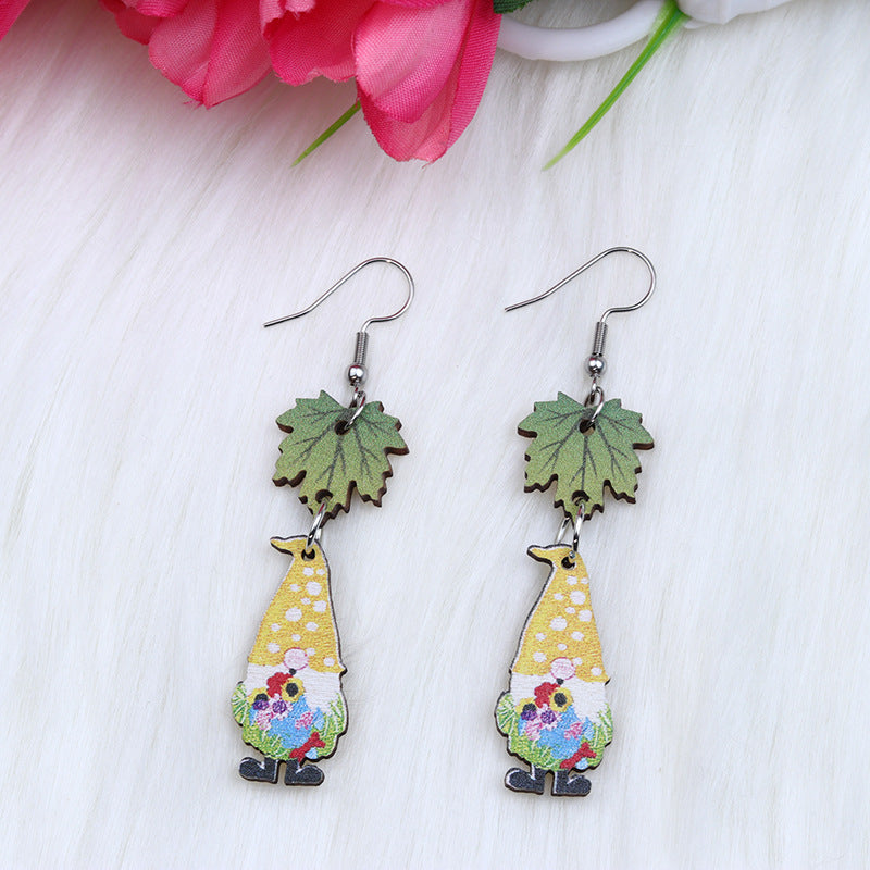 Pendientes de madera estampados de Santa de Navidad al por mayor