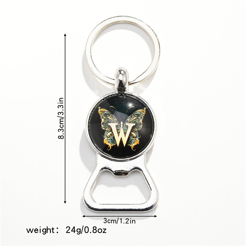 Wholesale Letter Butterfly Bottle Opener Time Gem Keychain