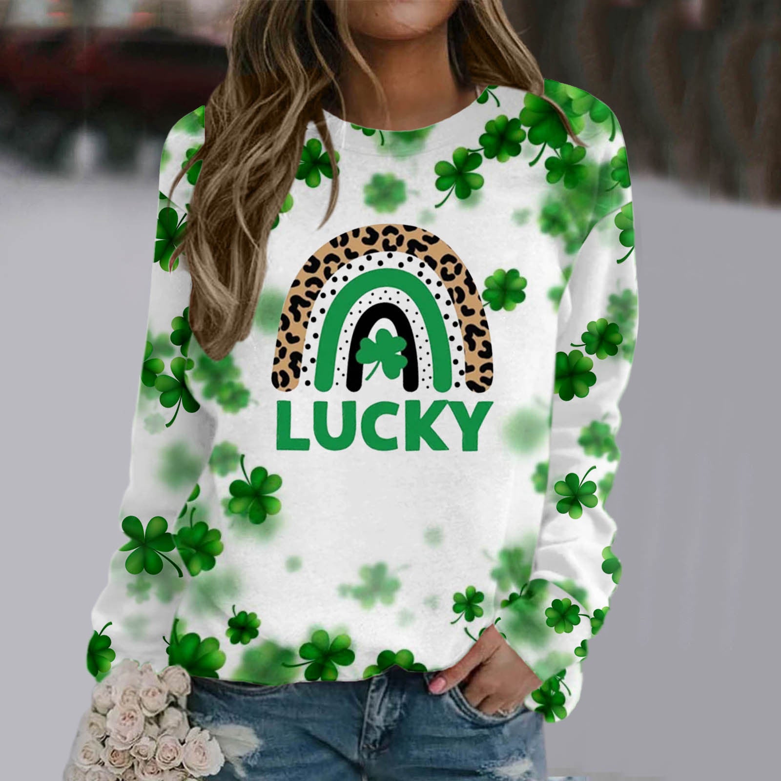 Wholesale of St. Patrick's Day Green Pullover Printed Polyester Hoodies