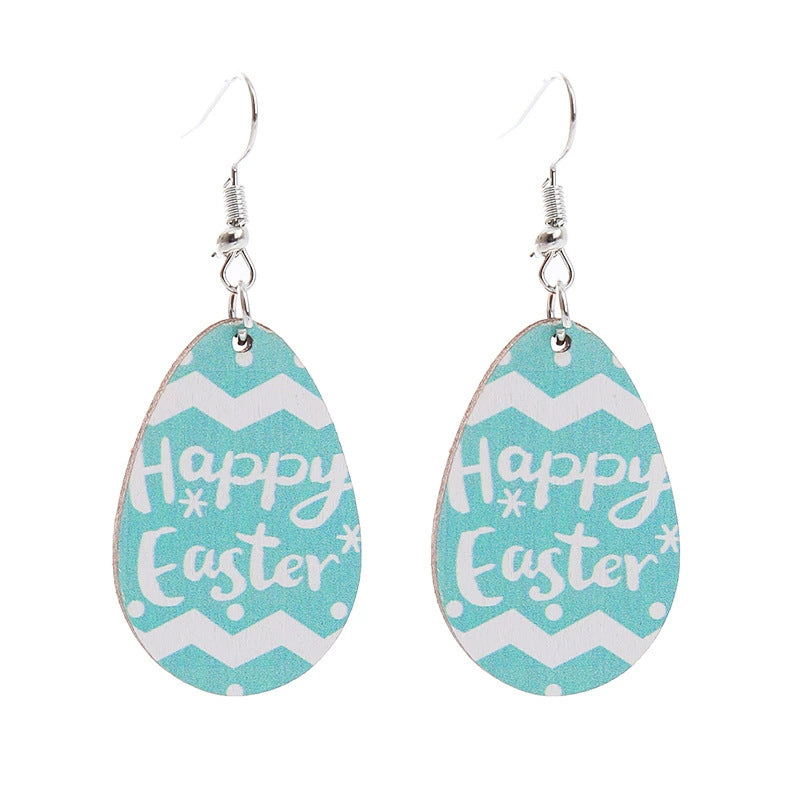 Wholesale Easter rabbit Flower Basket Cute Wood Earrings