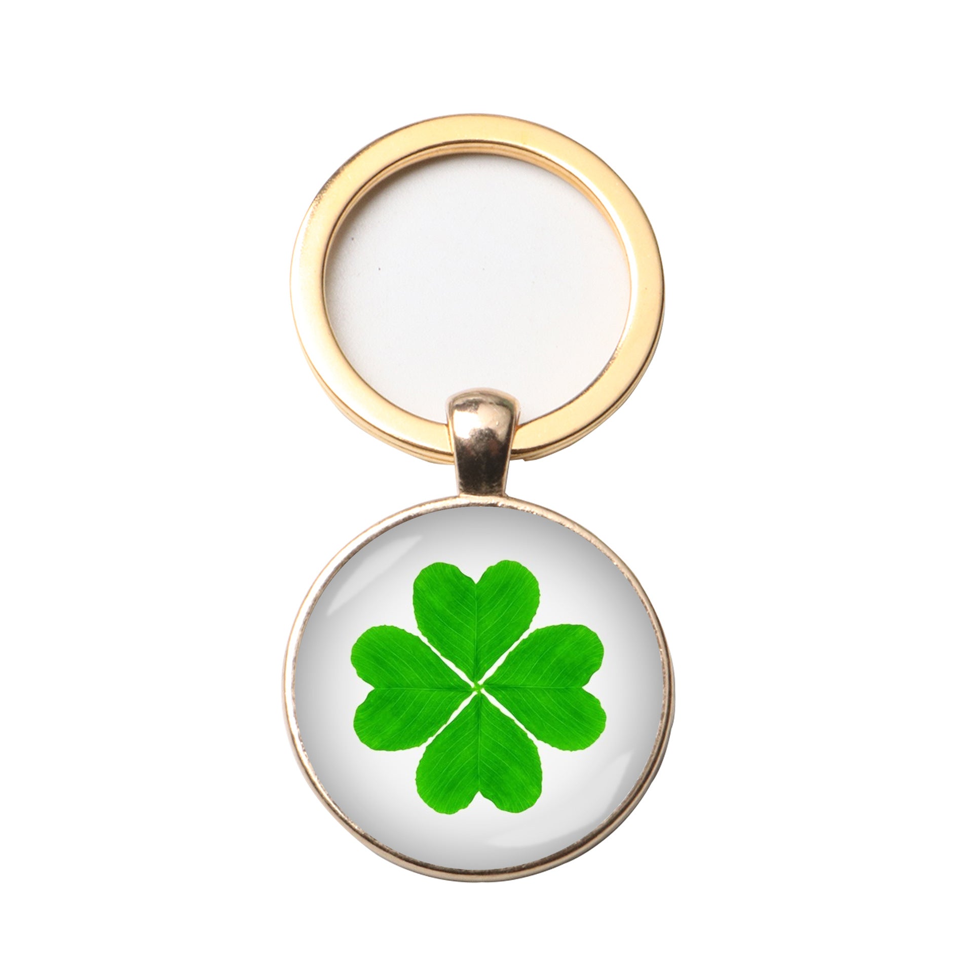Wholesale Four Leaf Clover Time Gemstone Stainless Steel Keychain