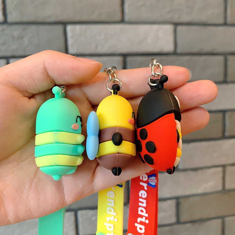 Wholesale Dragonfly Seven-star Ladybug Silicone Insect Keychain