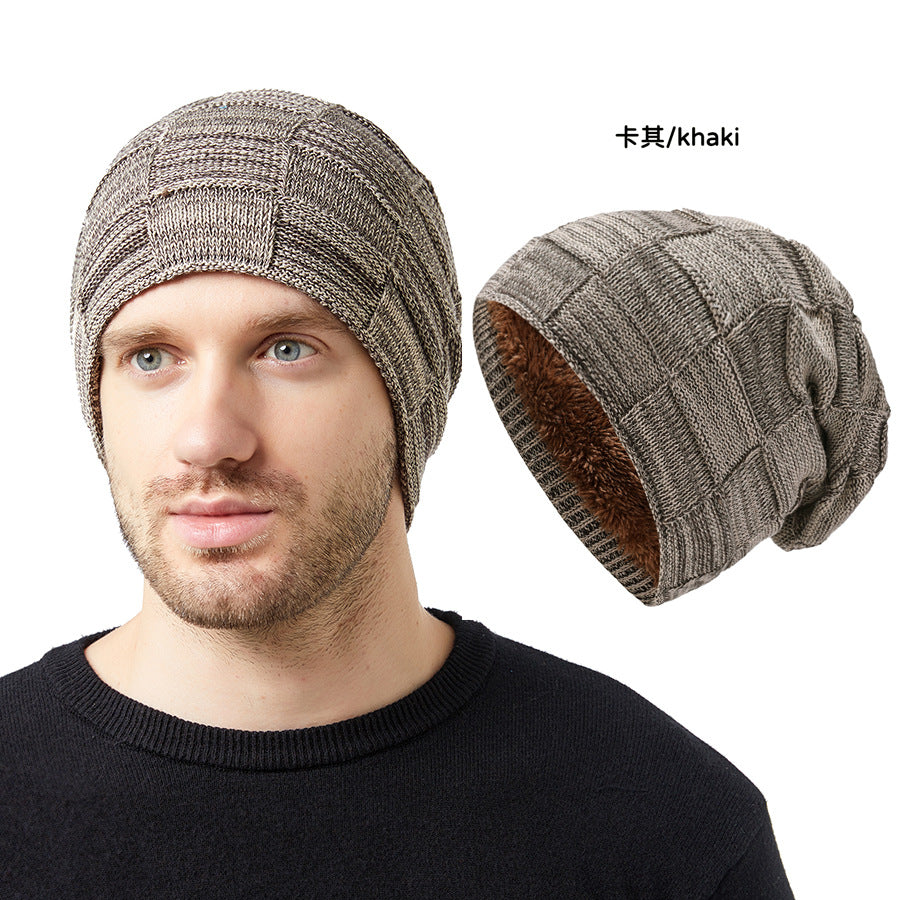 Wholesale Men's Knitted Hats Couple's Style Plus Velvet Ear Protection Pile Pullover Hat