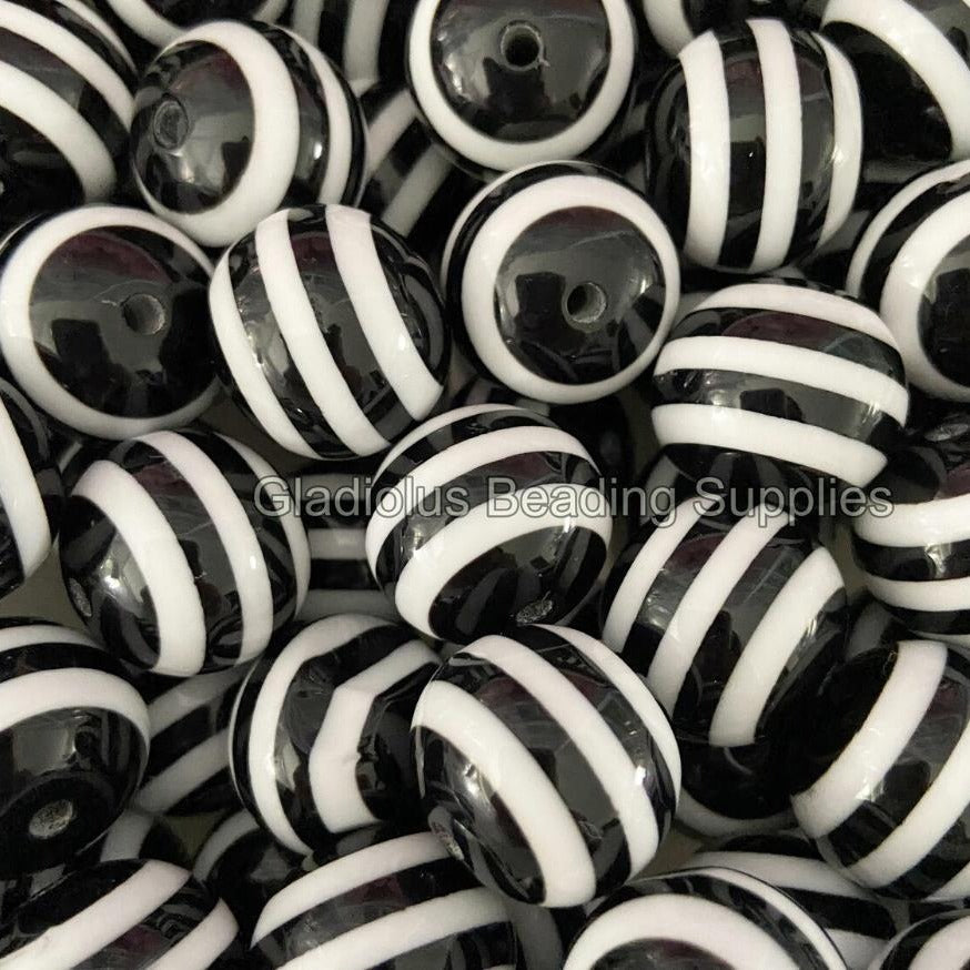 Wholesale 5pcs 20MM Resin Black Striped Beads