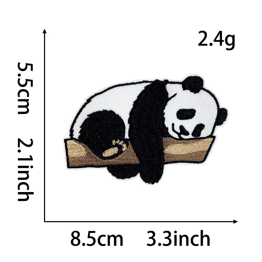 Wholesale Cute Cartoon Panda Polyester Iron On Embroidery Patch For DIY Clothing Decoration
