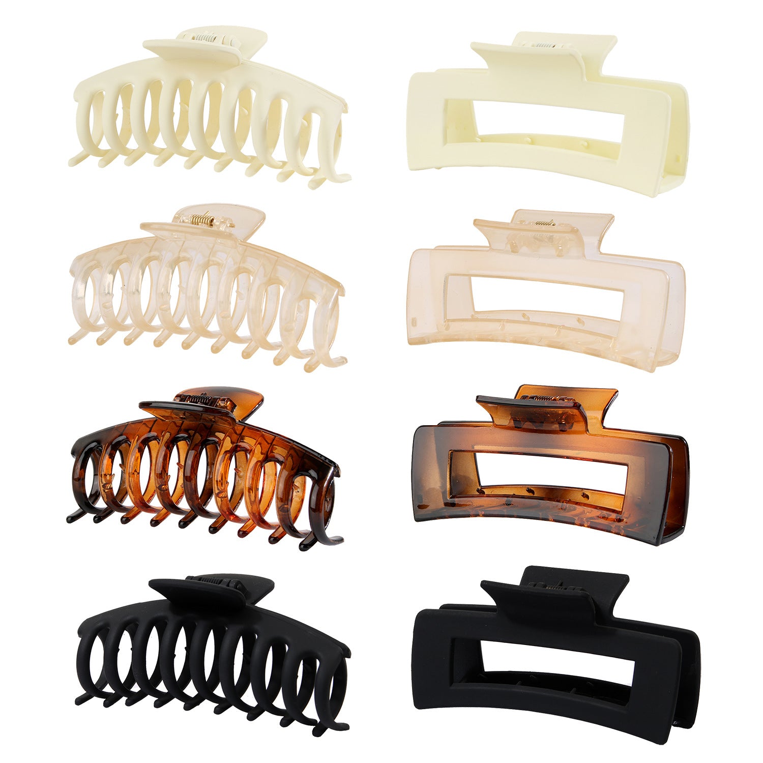 Wholesale 8PCS Seamless Frosted Rectangular Resin Hair Clips