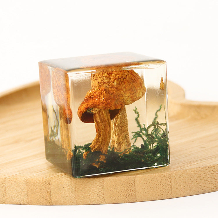 Wholesale 6pcs High Transparent Resin Acrylic Rose Mushroom Dried Fruit Crafts Ornaments