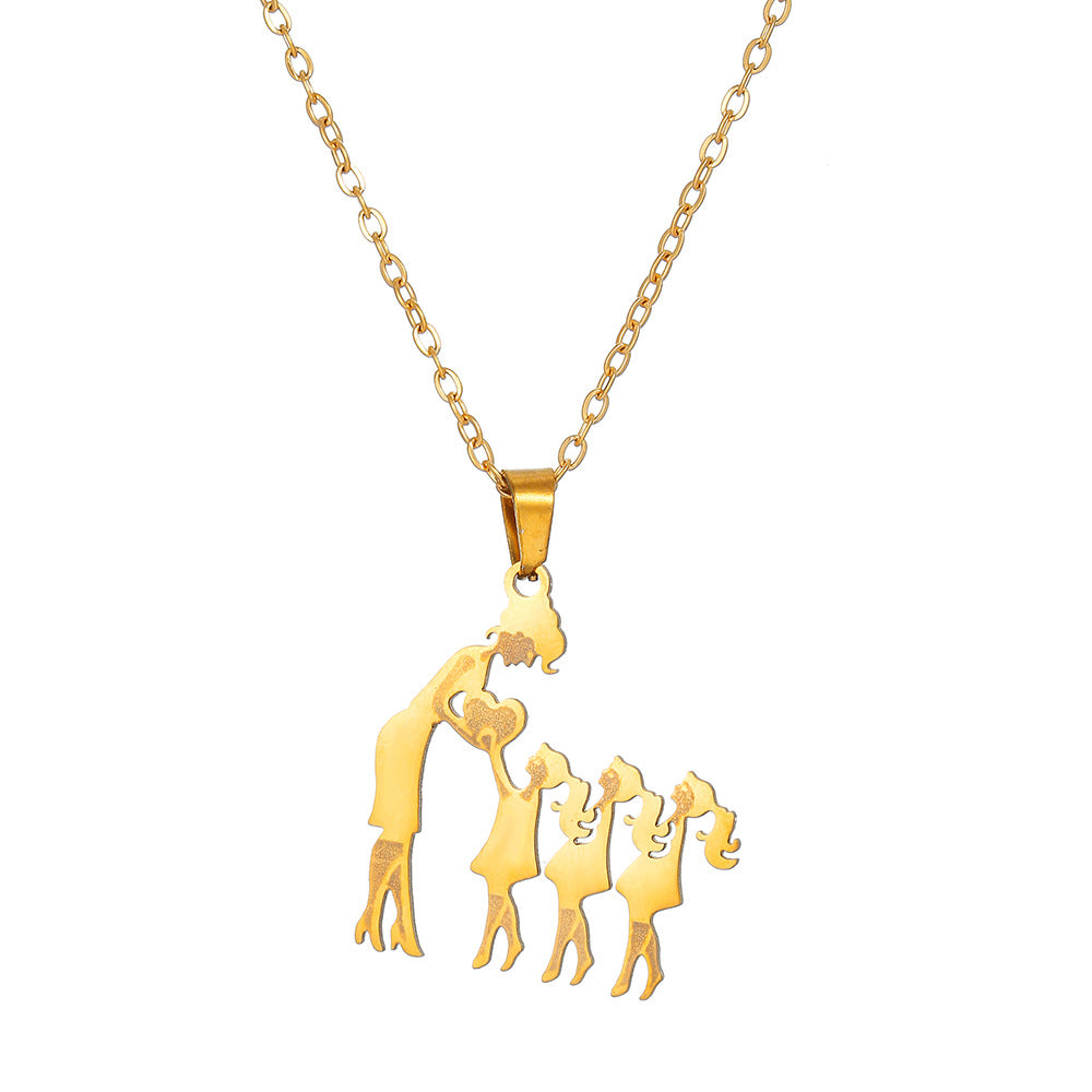 Wholesale Mother' s Day Necklace Mother' s Son Daughter Love Pendant Parent-Child Gift Jewelry