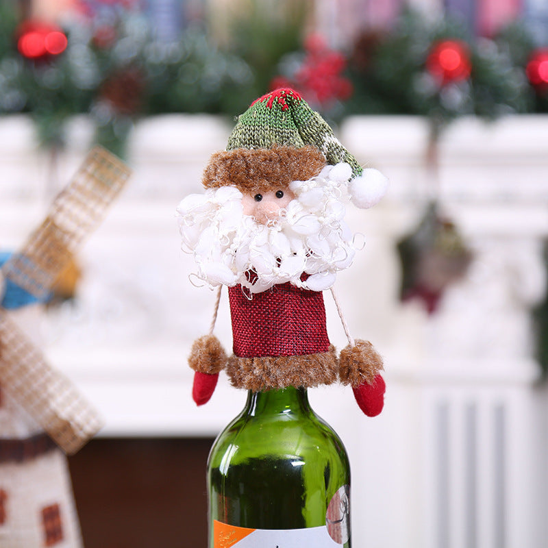 Wholesale Christmas Champagne Set Wine Bottle Cap Red Wine Fabric Wine Bottle Set