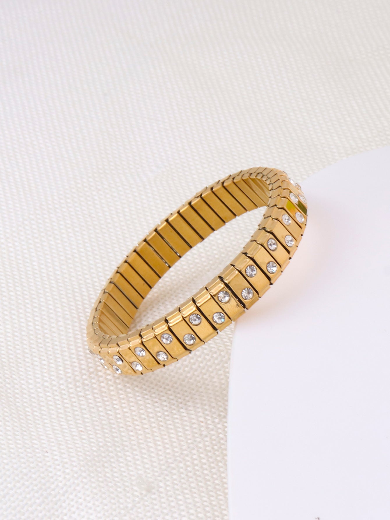 Wholesale Titanium Steel Diamond Stretch Bracelet