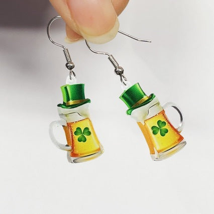 Wholesale San Pachrette Holiday Green Cute Animal Bow Acrylic Frog Parade Earrings