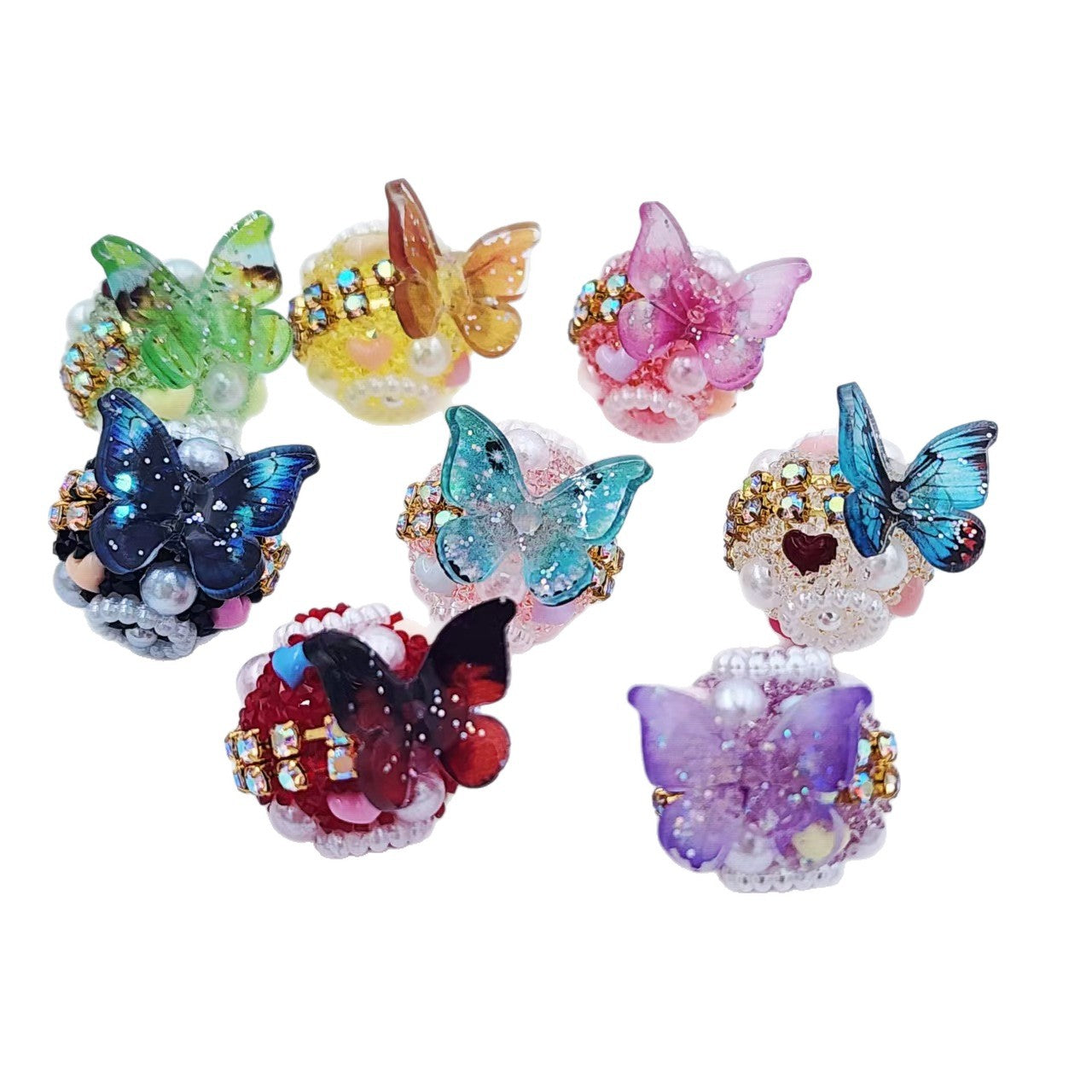 Wholesale 10pcs  Butterfly Love Soft Sugar Straight Hole Heavy Beads DIY Mobile Phone Chain Beads