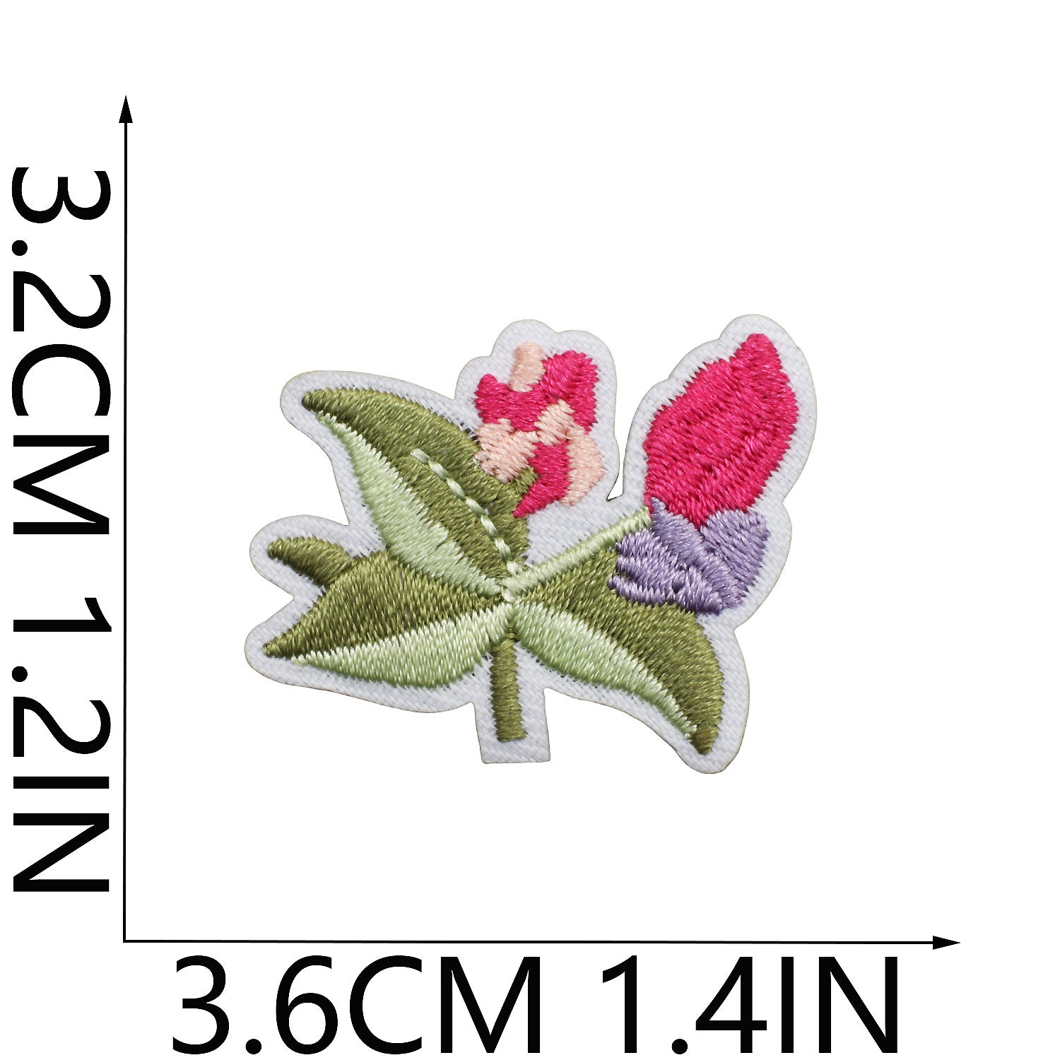 Wholesale Tulip Floral Embroidered Patch Iron On Peony Applique DIY Clothing Bag Decorative Craft Supply