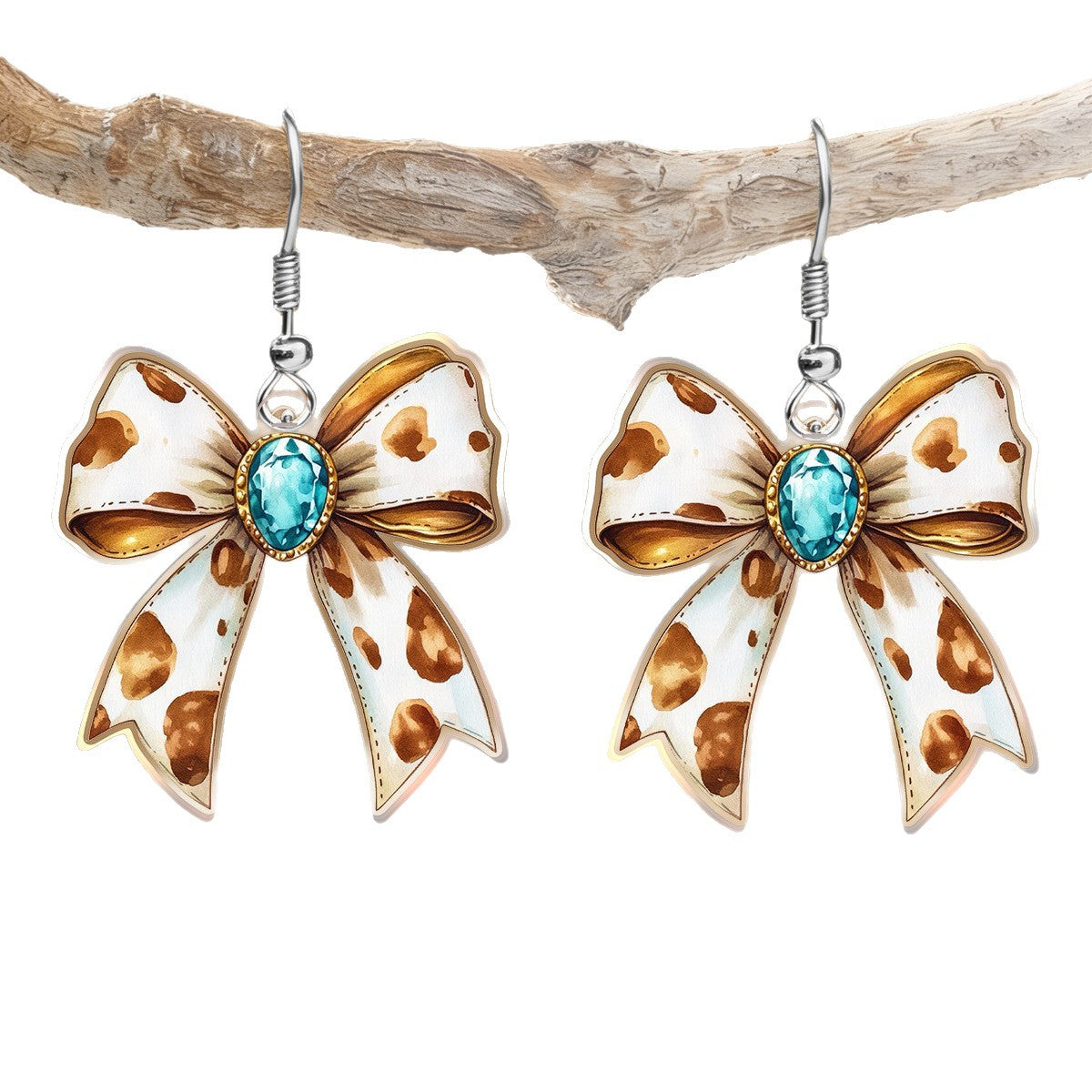 Wholesale Modern Leopard Cow Print Bowknot Acrylic Pendant Earrings For Everyday Party Wear Boutique Resale