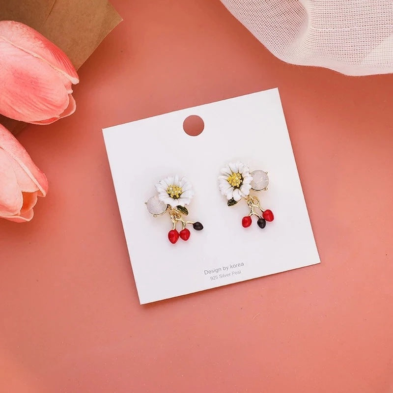 Wholesale Enamel Color Glaze Flower Earrings