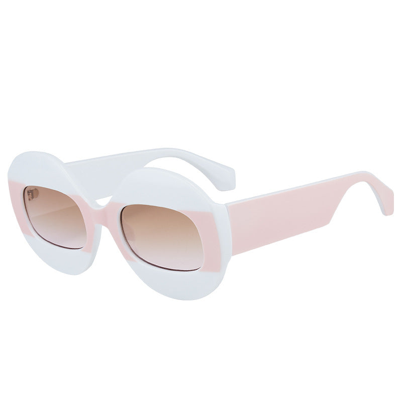 Wholesale Round Frame Color Contrast Hip-hop Unisex Personalized UV Resistant PC Sunglasses