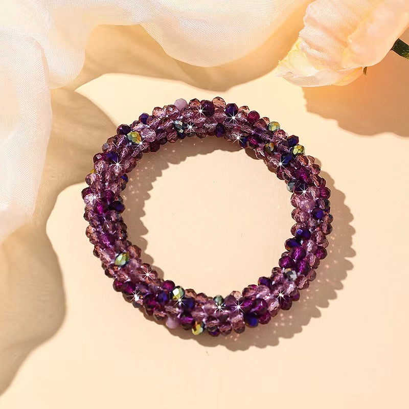 Wholesale Sequin Crystal Color Elastic Rubber Band Bracelet Dual Use