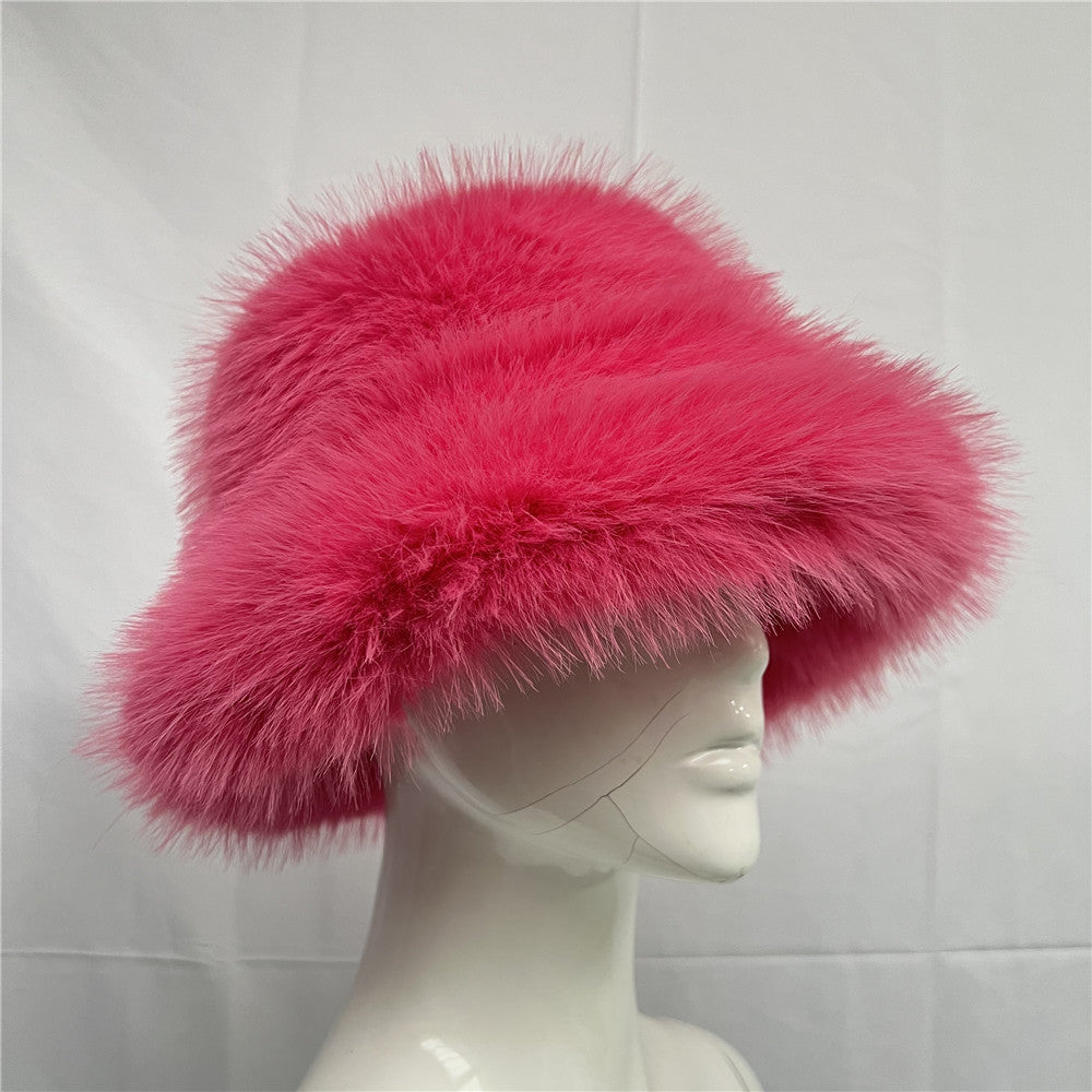 Wholesale Colorful Plush Imitation Fur Bucket Hat
