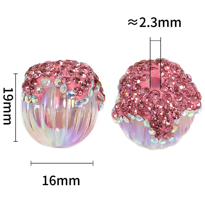 Wholesale 20pcs Diy Heavy Rhinestone Soft Clay Drill Pumpkin Beads Pine Cone Ball Acrylic Beads