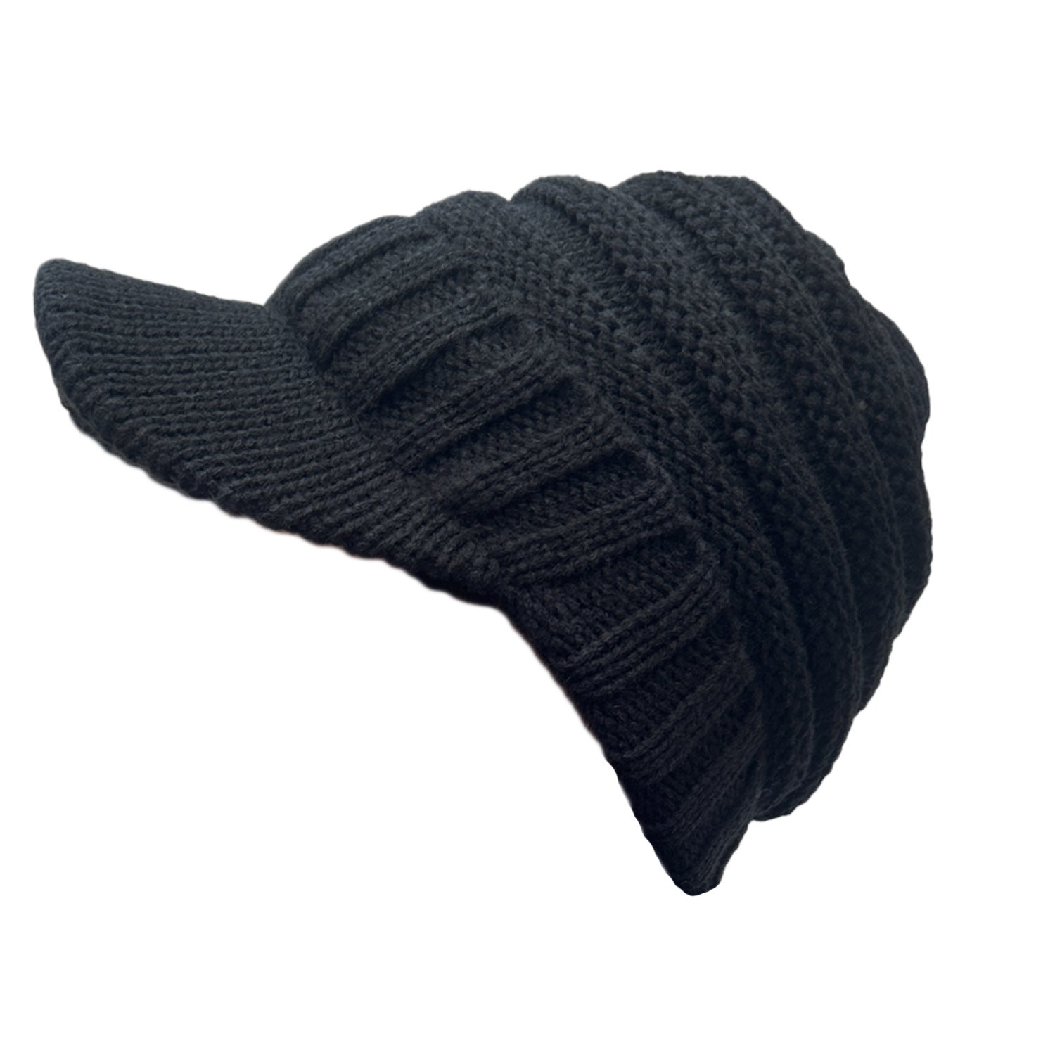 Wholesale Autumn and Winter Striped Duck Tongue Curled Edge Striped Wool Knitted Hat