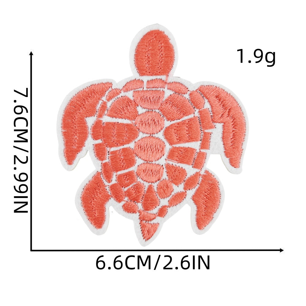 Wholesale Polyester Thread Embroidered Turtle Patch Colorful Cute Applique For Clothing Craft Supply