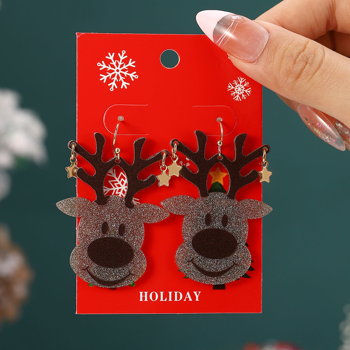 Wholesale Christmas cartoon diamond alloy earrings